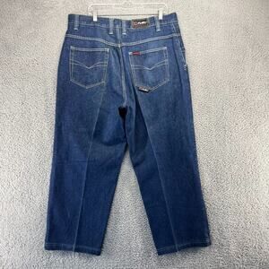 Vintage FUBU Jeans Men's 38x34 Blue Denim Dark Baggy Hip Hop Fits 37x20 Y2K Rap